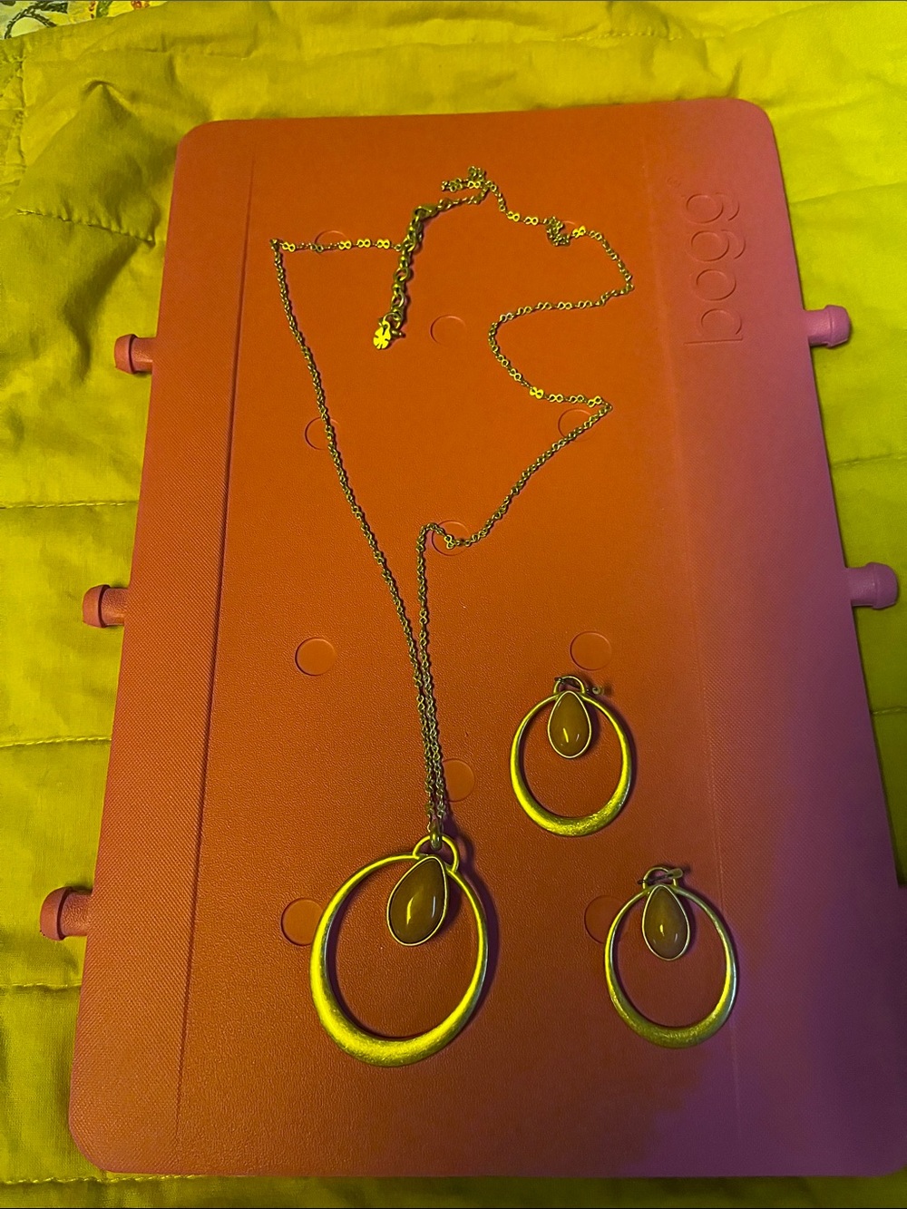 Lucky Brand Gold-Tone Double Hoop Necklace and Earrings Set